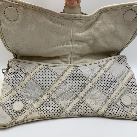 B.Mackowsky Light Gray Leather Perforated Large Clutch Handbag - Picture 13 of 16